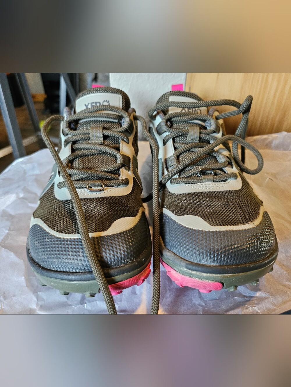 Women's Xero Shoes Trail Sneaker in Olive Green and Pink - Scrambler Low EV